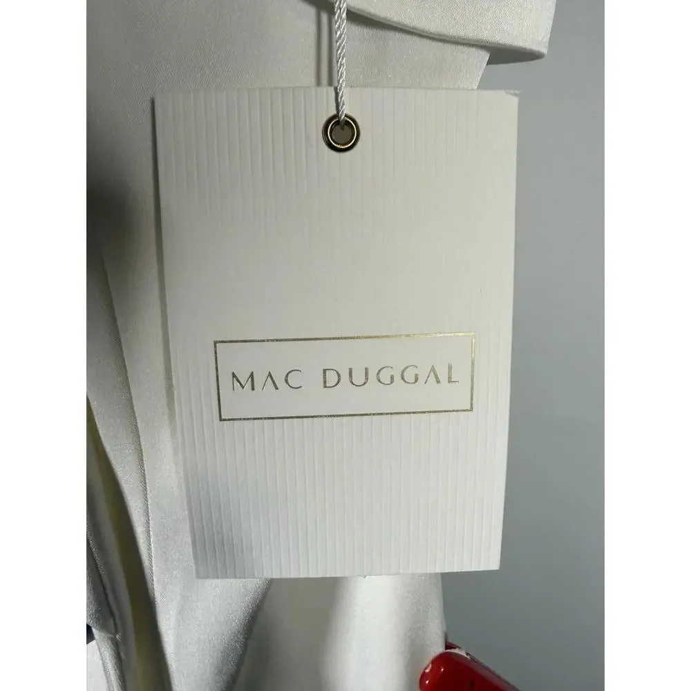 Mac Duggal One Sleeve Tuxedo Dress White Size 2 NWT - Picture 7 of 11